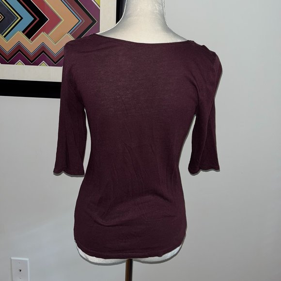 Mossimo Eggplant Drape Neck 1/2 Sleeve Tissue Tee S - Picture 3 of 4